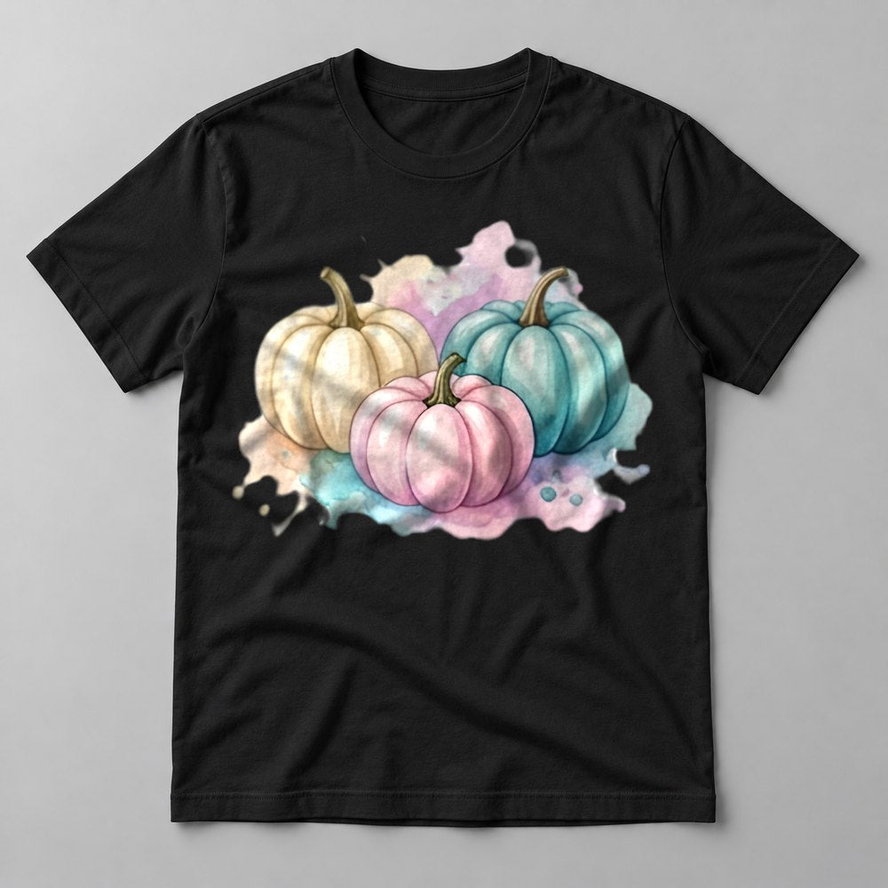 Pastel Pumpkin Trio tee in Black