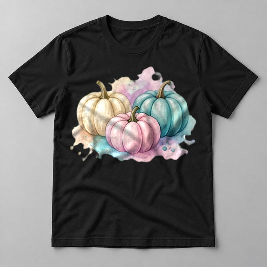 Pastel Pumpkin Trio tee in Black