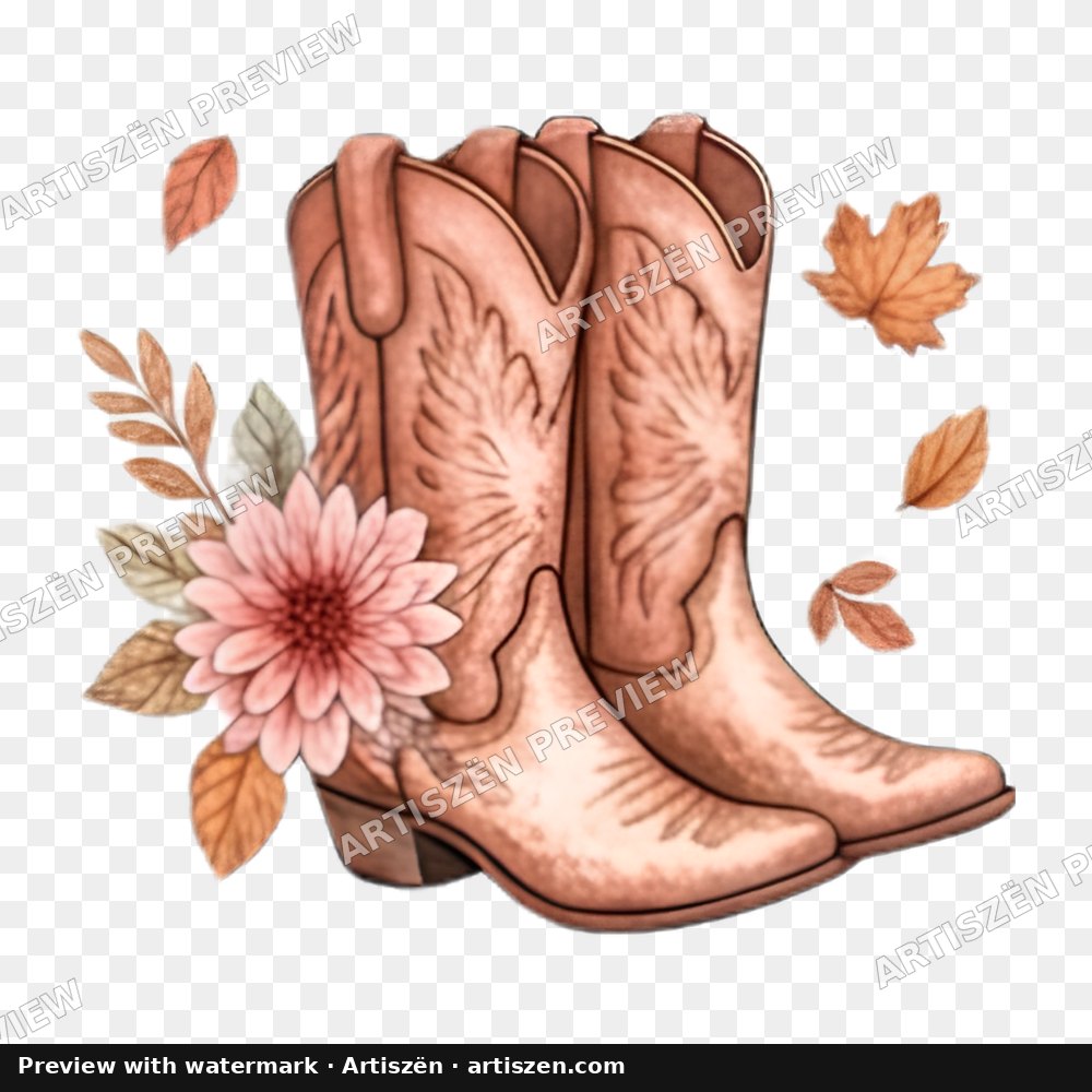 Pink Cowgirl Boots PNG preview