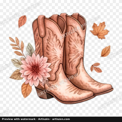 Pink Cowgirl Boots PNG preview