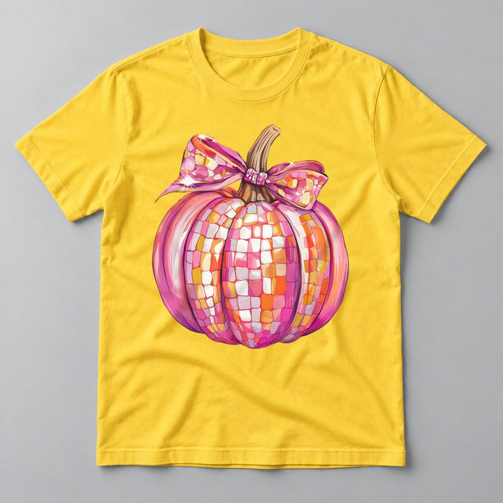 Pink Disco Pumpkin tee in Yellow