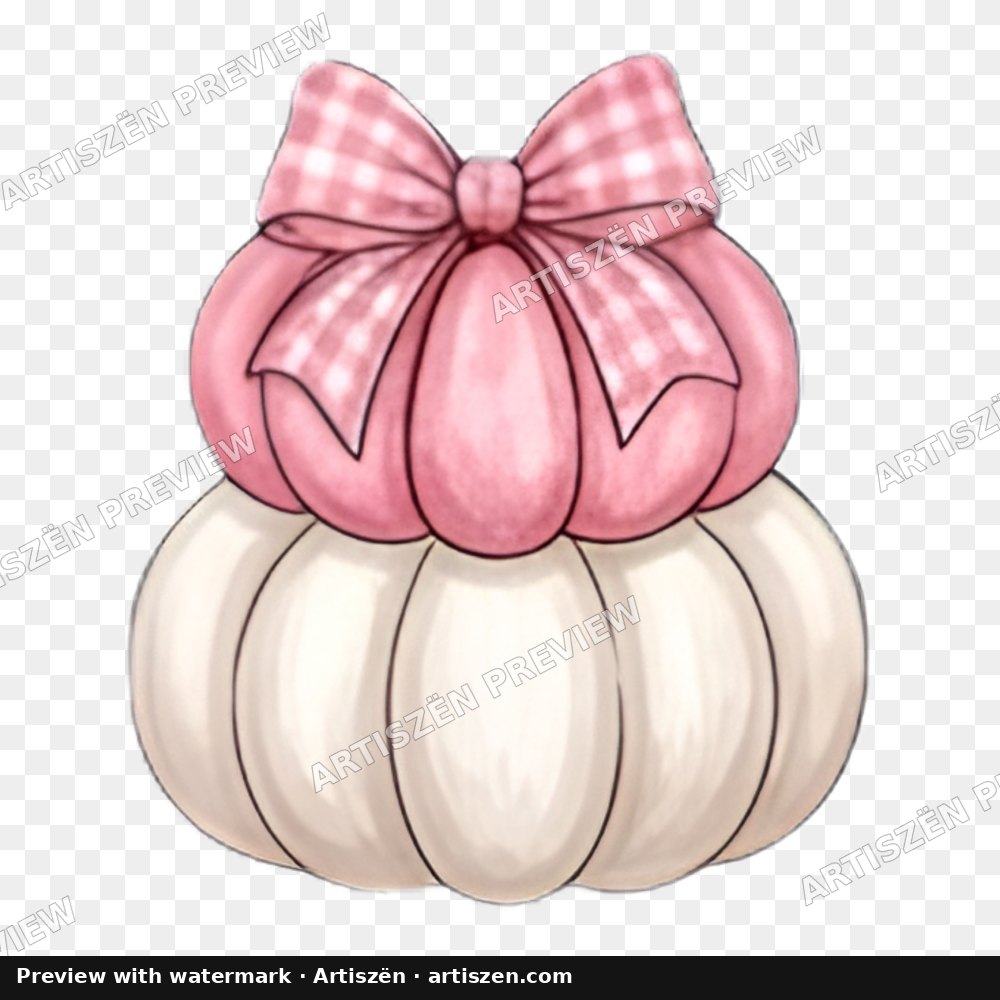 Pink Gingham Bow Pumpkins PNG preview