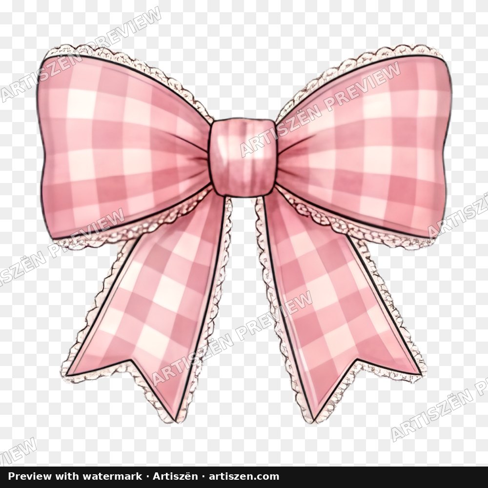 Pink Gingham Coquette Bow PNG preview
