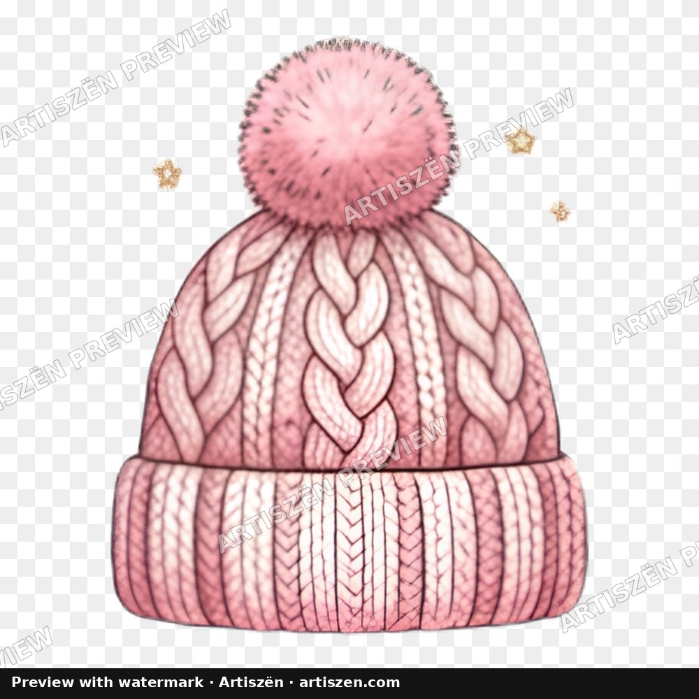 Pink Knit Beanie PNG preview