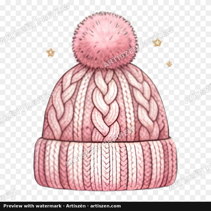 Pink Knit Beanie PNG preview