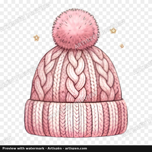 Pink Knit Beanie PNG preview