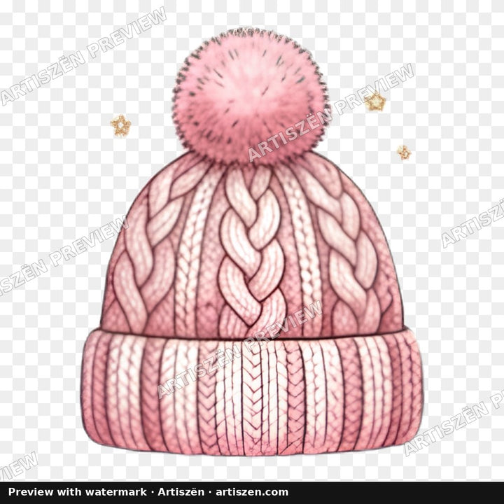 Pink Knit Beanie PNG preview