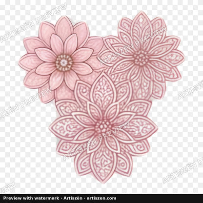 Pink Lace Mandala Heart PNG preview