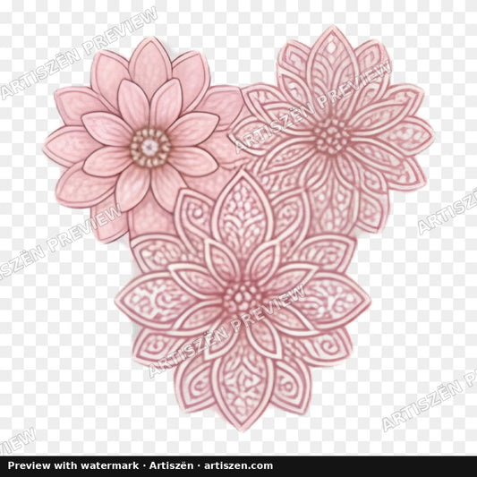 Pink Lace Mandala Heart PNG preview