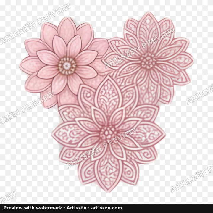 Pink Lace Mandala Heart PNG preview