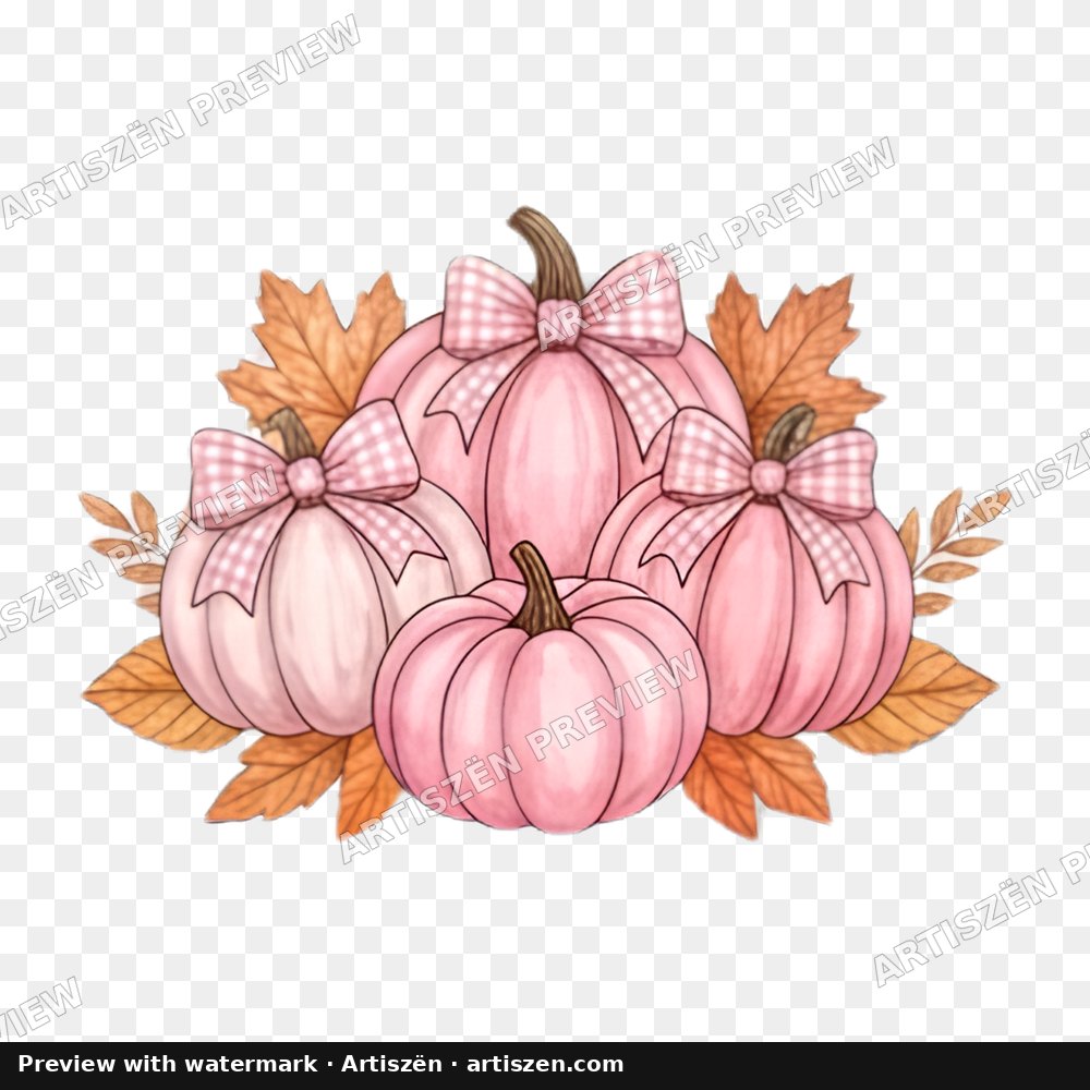 Pink Pumpkin Patch Bows PNG preview
