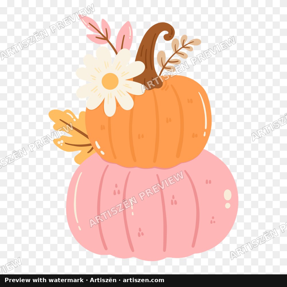 Pink Pumpkin Stack Daisy PNG preview