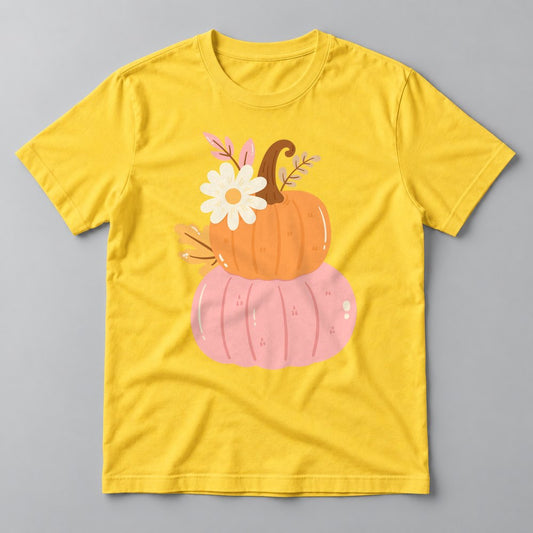 Pink Pumpkin Stack Daisy tee in Yellow