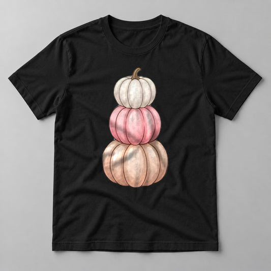 Pink Pumpkin Stack tee in Black