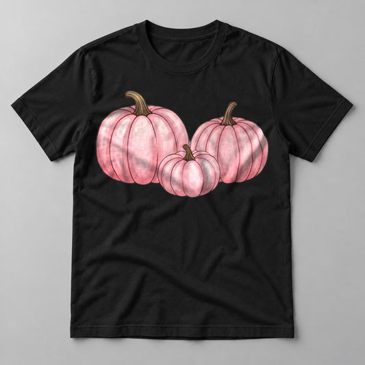 Pink Pumpkin Trio tee in Black