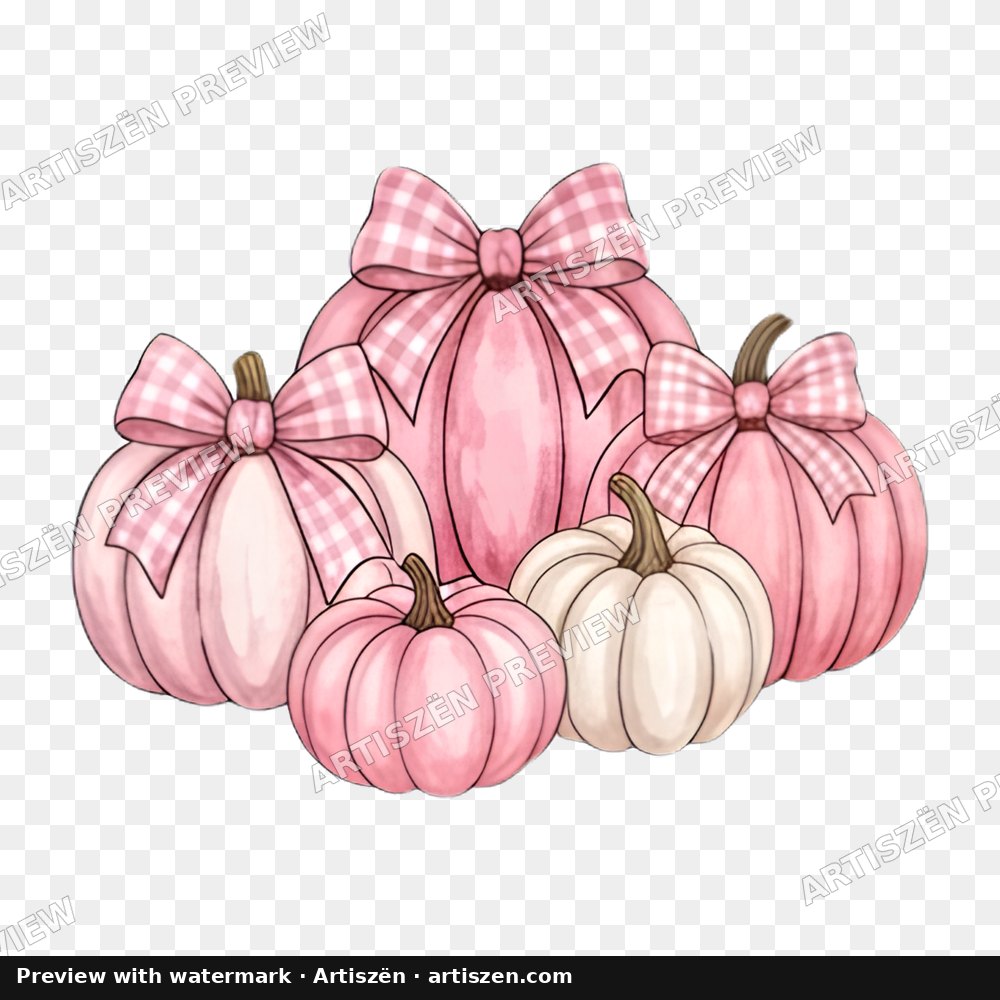 Pink & White Pumpkin Bows PNG preview