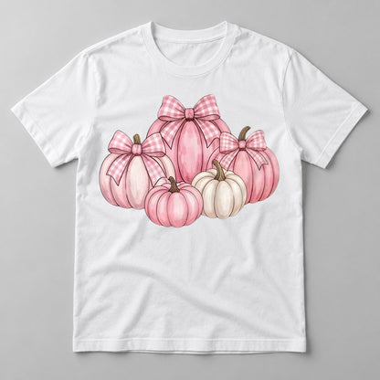 Pink & White Pumpkin Bows tee in White