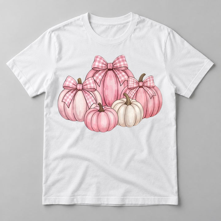 Pink & White Pumpkin Bows tee in White