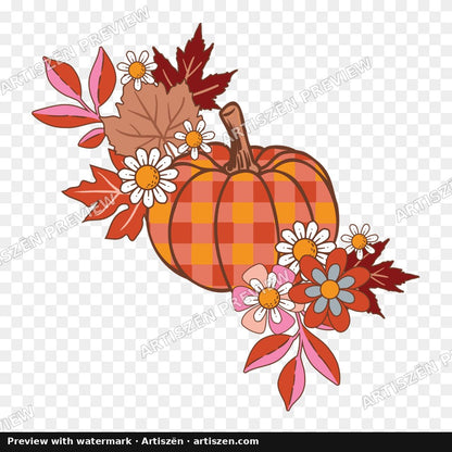 Plaid Pumpkin Florals PNG preview