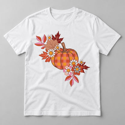 Plaid Pumpkin Florals tee in White