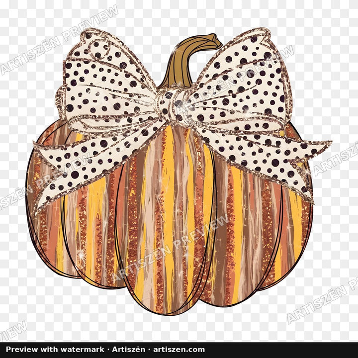 Polka Dot Bow Pumpkin PNG preview