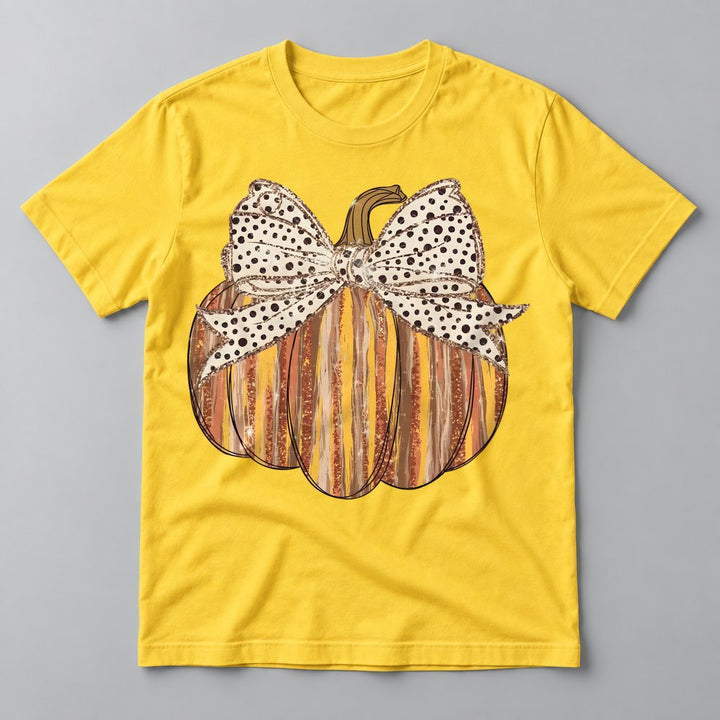 Polka Dot Bow Pumpkin tee in Yellow