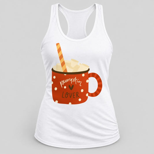 Pumpkin Lover Mug racerback tank in White