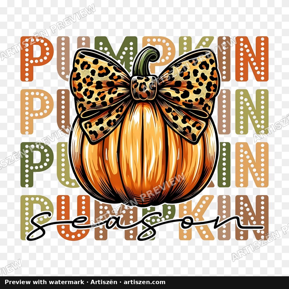 Pumpkin Season Leopard Bow PNG preview