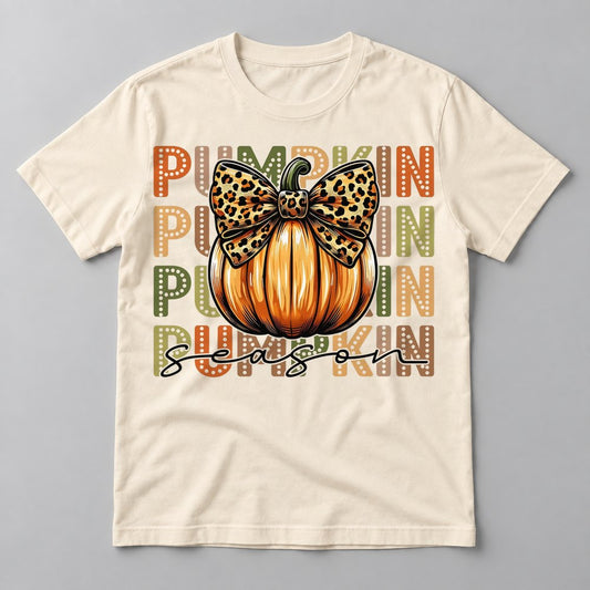 Pumpkin Season Leopard Bow tee in Natural