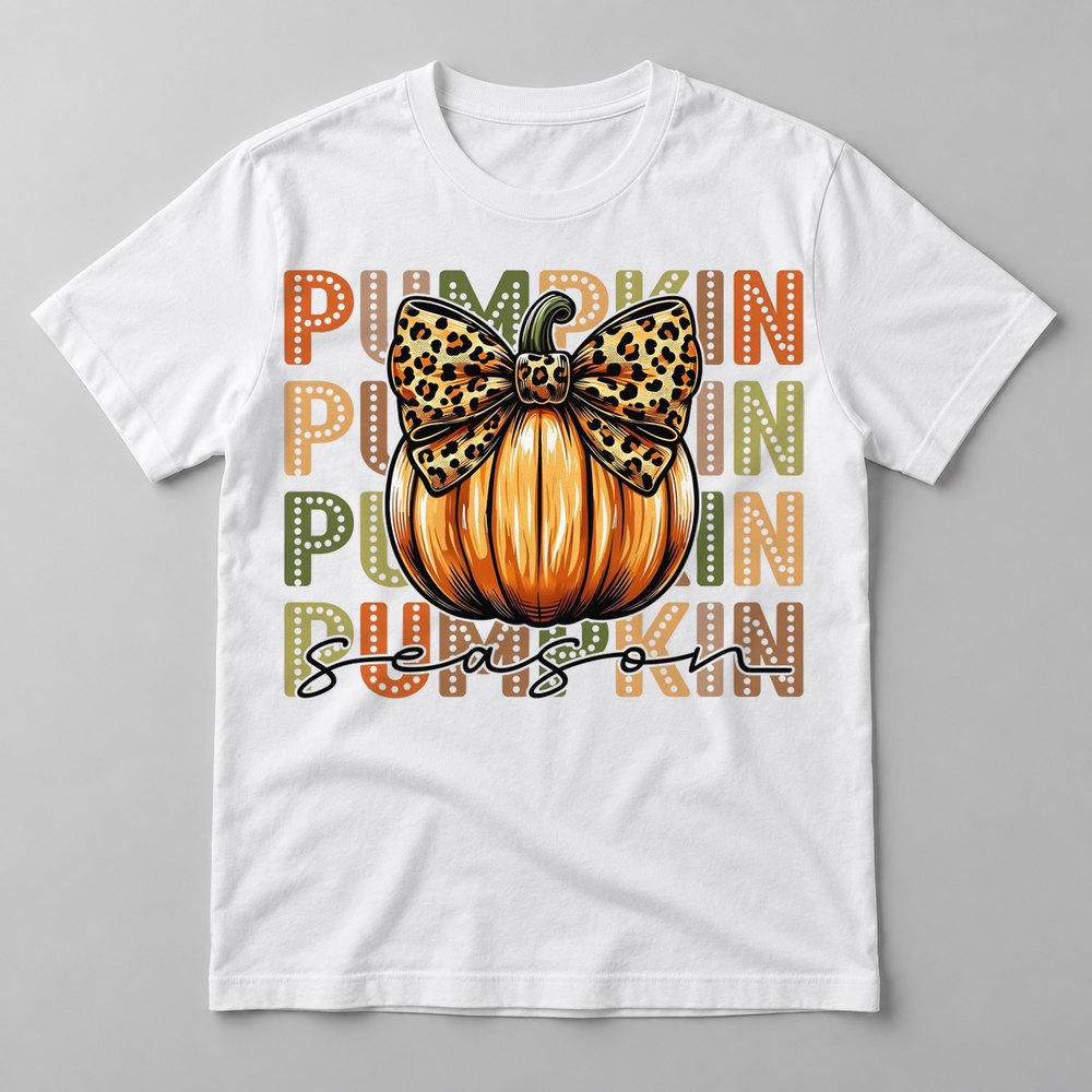 Pumpkin Season Leopard Bow tee in White