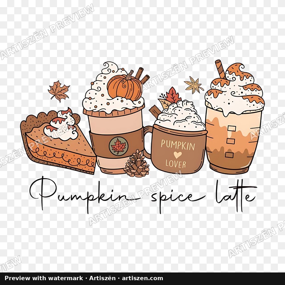 Pumpkin Spice Latte Trio PNG preview