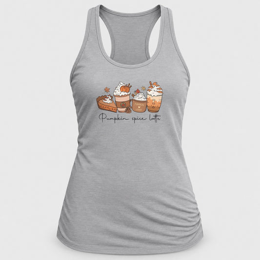 Pumpkin Spice Latte Trio racerback tank in Silver
