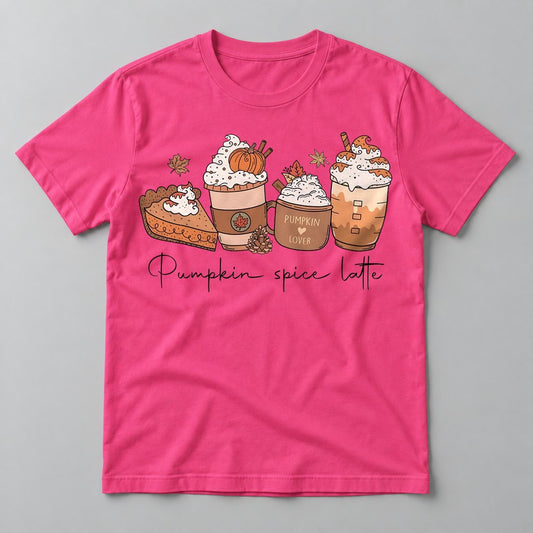 Pumpkin Spice Latte Trio tee in Hot Pink