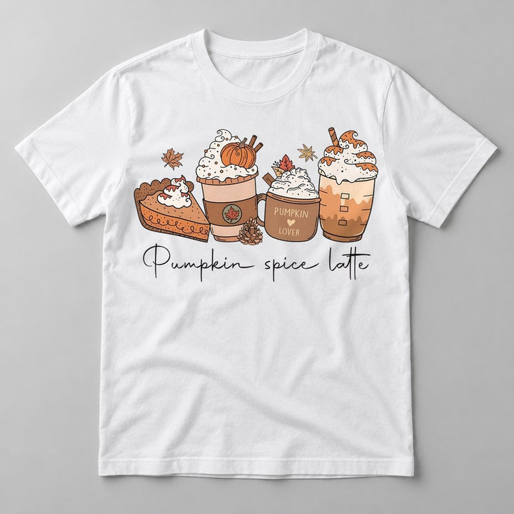 Pumpkin Spice Latte Trio tee in White