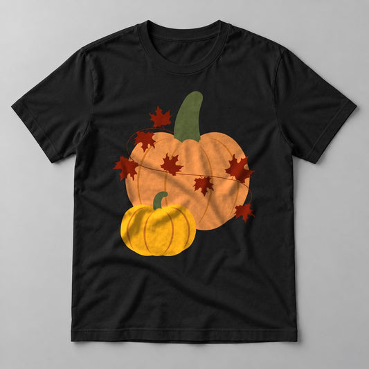 Pumpkins & Maple Leaves tee in Black
