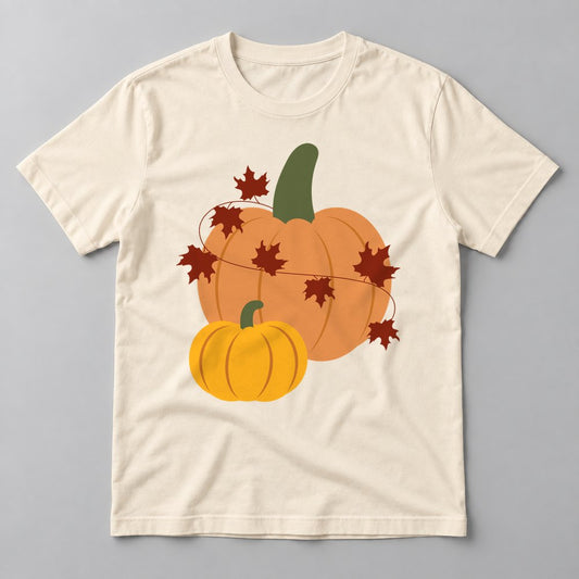 Pumpkins & Maple Leaves tee in Natural