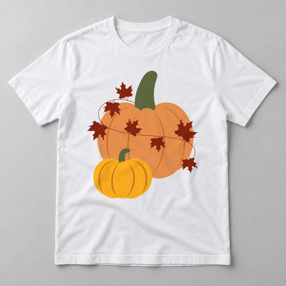 Pumpkins & Maple Leaves tee in White