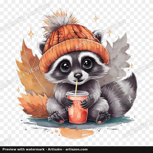 Raccoon in a Beanie PNG preview