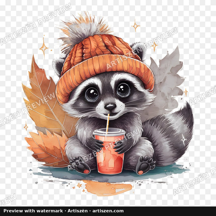 Raccoon in a Beanie PNG preview