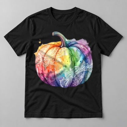 Rainbow Lace Pumpkin tee in Black