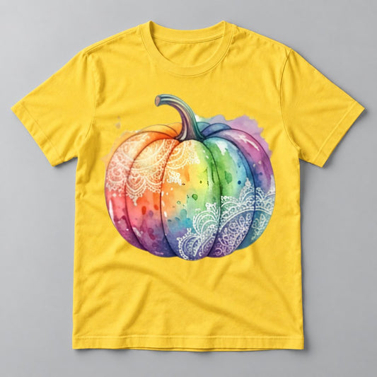 Rainbow Lace Pumpkin tee in Yellow