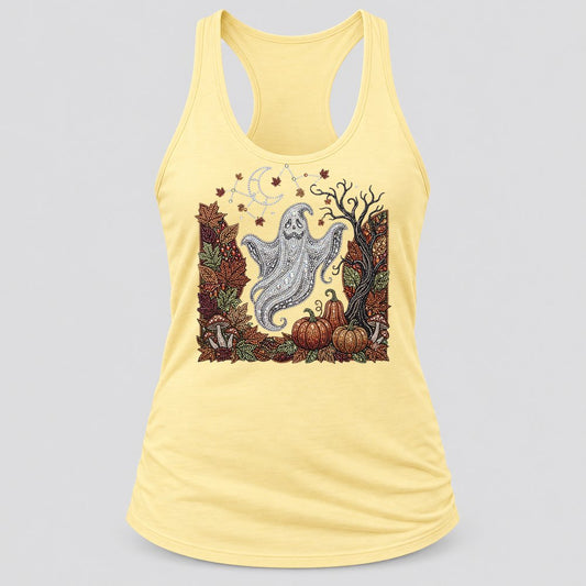 Rhinestone Ghost Woods racerback tank in Banana Cream