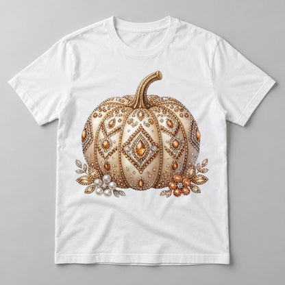 Rhinestone Pearl Pumpkin tee in White