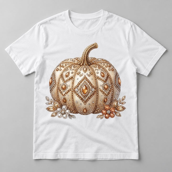Rhinestone Pearl Pumpkin tee in White