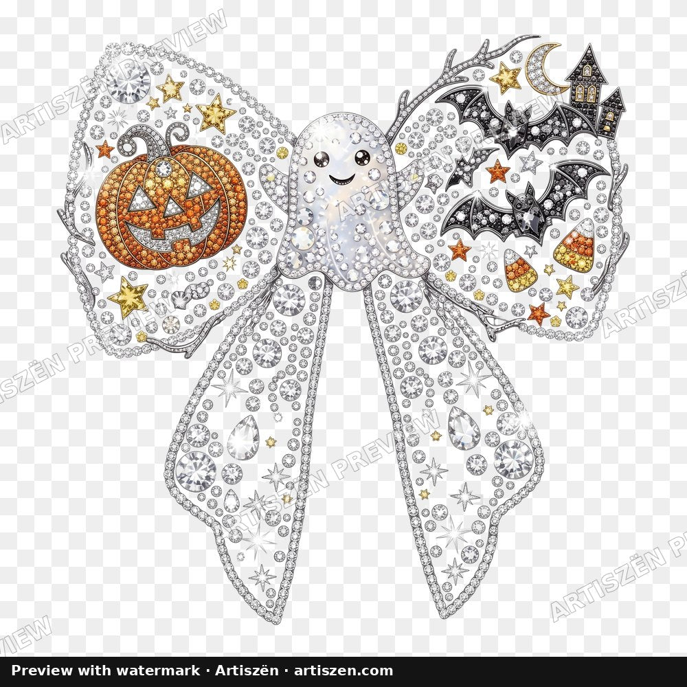 Rhinestone Spooky Bow PNG preview