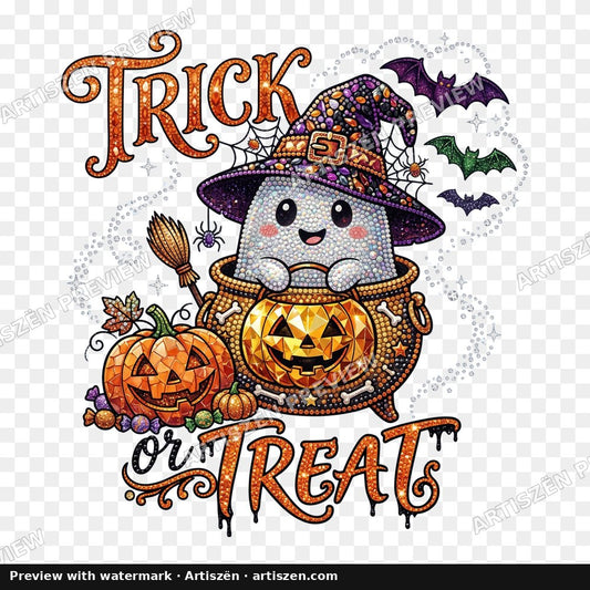 Rhinestone Trick or Treat Ghost PNG preview