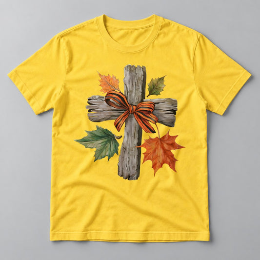 Rustic Cross Autumn Leaves tee in Yellow