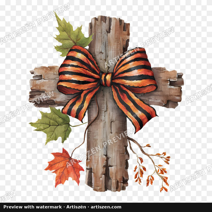 Rustic Cross with Bow PNG preview