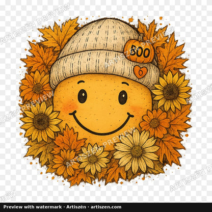Smiley Sunflower Beanie PNG preview