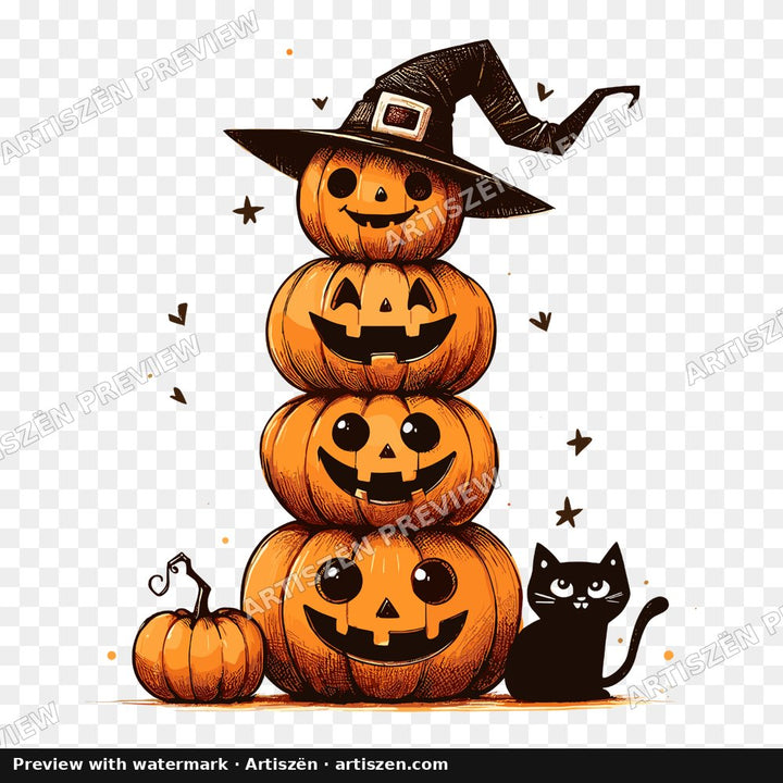 Stacked Jack-o-Lanterns PNG preview